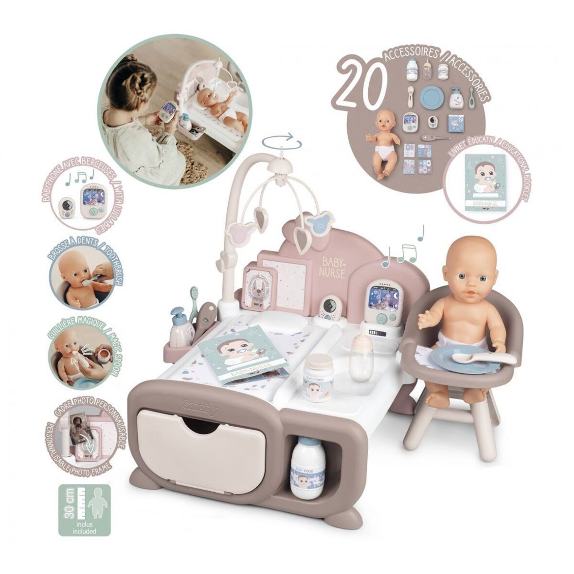 7600220375 Smoby Baby Nurse Cocoon Nursery – Oyuncak Bebek Bakım Masası Oyun Seti