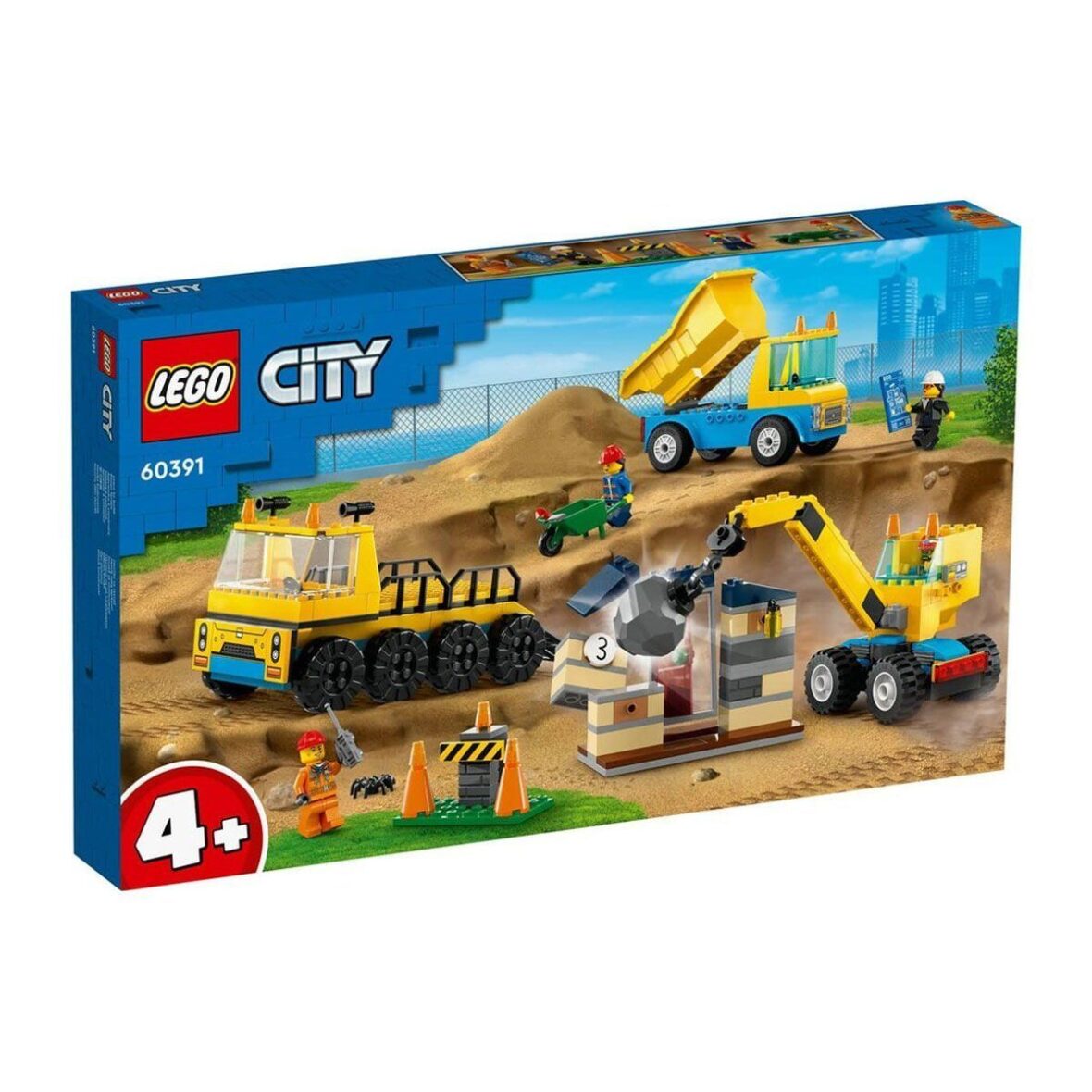 60391 Lego City – İnşaat Kamyonları ve Yıkım Gülleli Vinç 235 parça +4 yaş