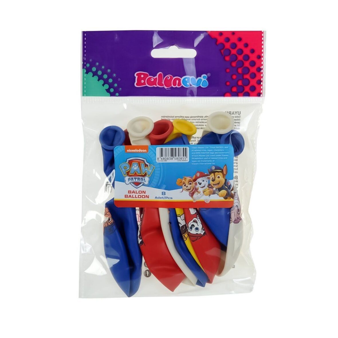 LNP0855 4+1 Paw Patrol Refresh Baskılı Balon 12 inç 8li -Balonevi