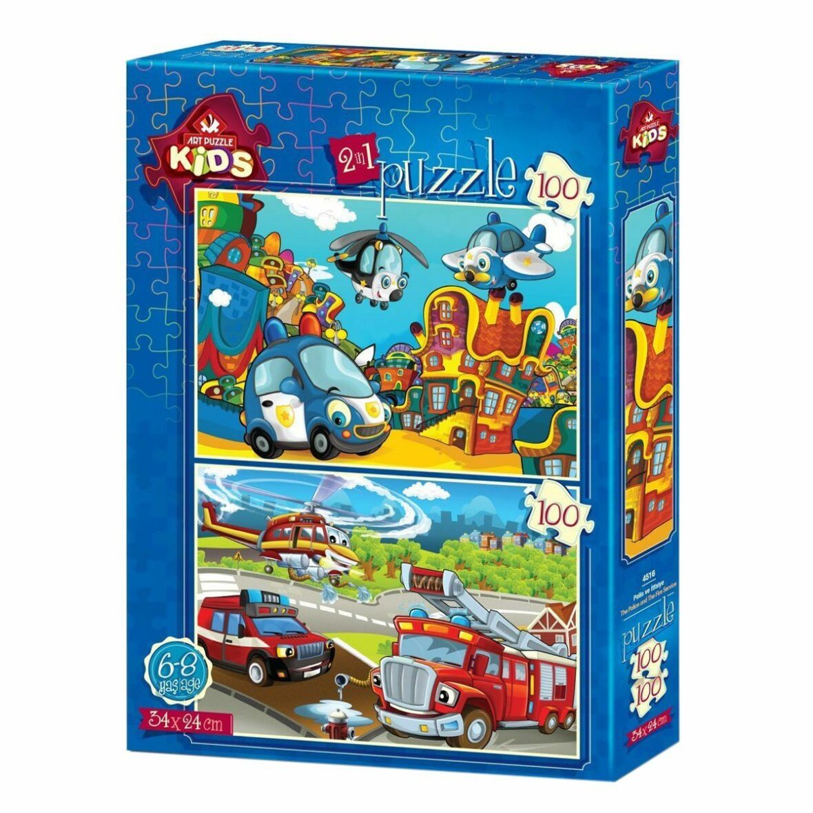 4516 Polis ve İtfaiye 2X100 Parça Art Puzzle