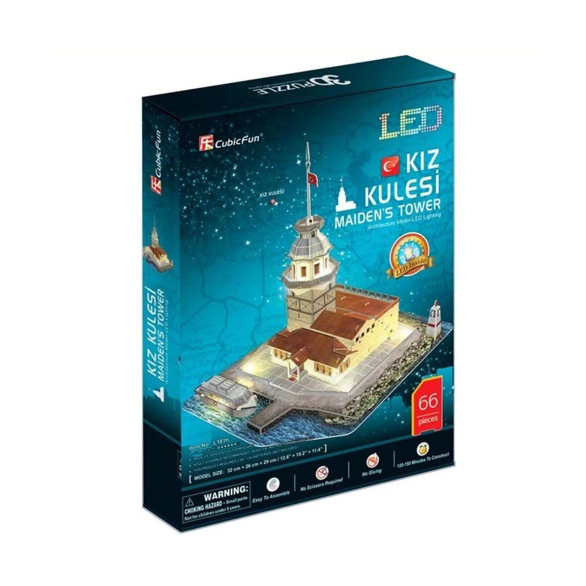 L181H Cubic Fun Kız Kulesi Led Işıklı 66 Parça 3 Boyutlu Puzzle