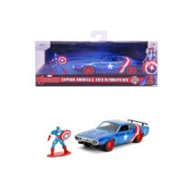 253223024 JADA MARVEL CAPTAİN AMERİCA 1 32 1971 PLYMOUTH GTX DİE-CAS FREEWHEL