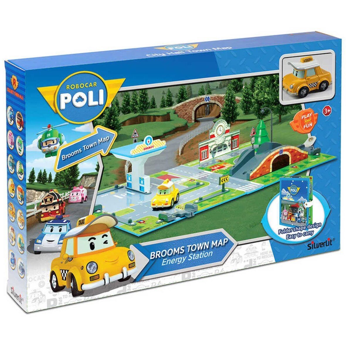 POLI/83248 Robocar Poli Kitap Kasaba Enerji İstasyonu Oyun Seti (Cap Araç Figürlü)