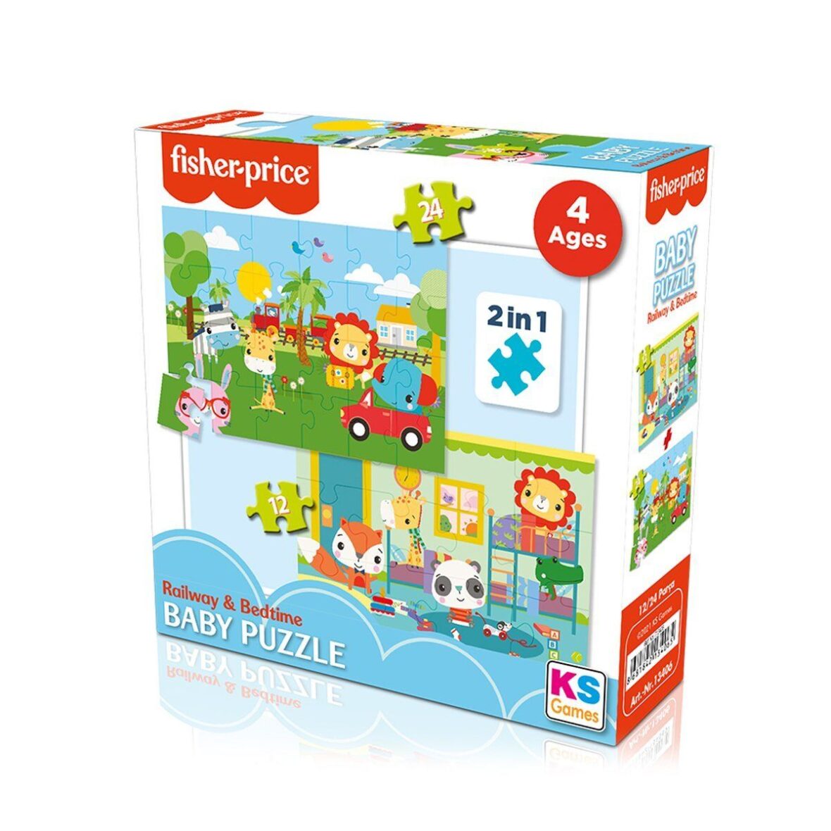 13406 KS Fisher-Price Baby Puzzle – Railway & Bedtime / 12+24 Parça Puzzle / +4 yaş