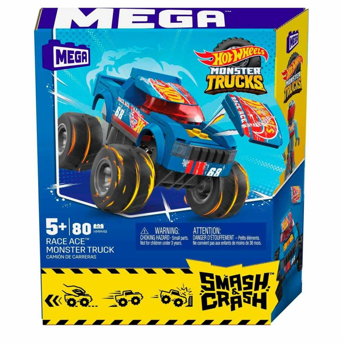 HMM49 MEGA™ Hot Wheels® Smash & Crash Race Ace™ Monster Truck 80 parça +5 yaş