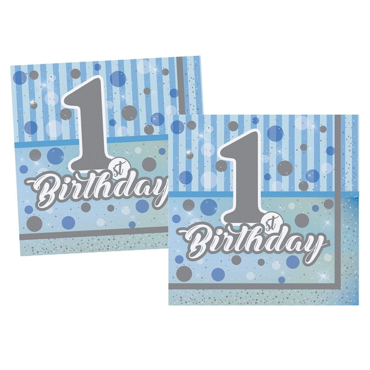 THB5121 Balonevi, Pırıltılı 1st Birthday Erkek, Kağıt Peçete 16 adet 33×33 cm