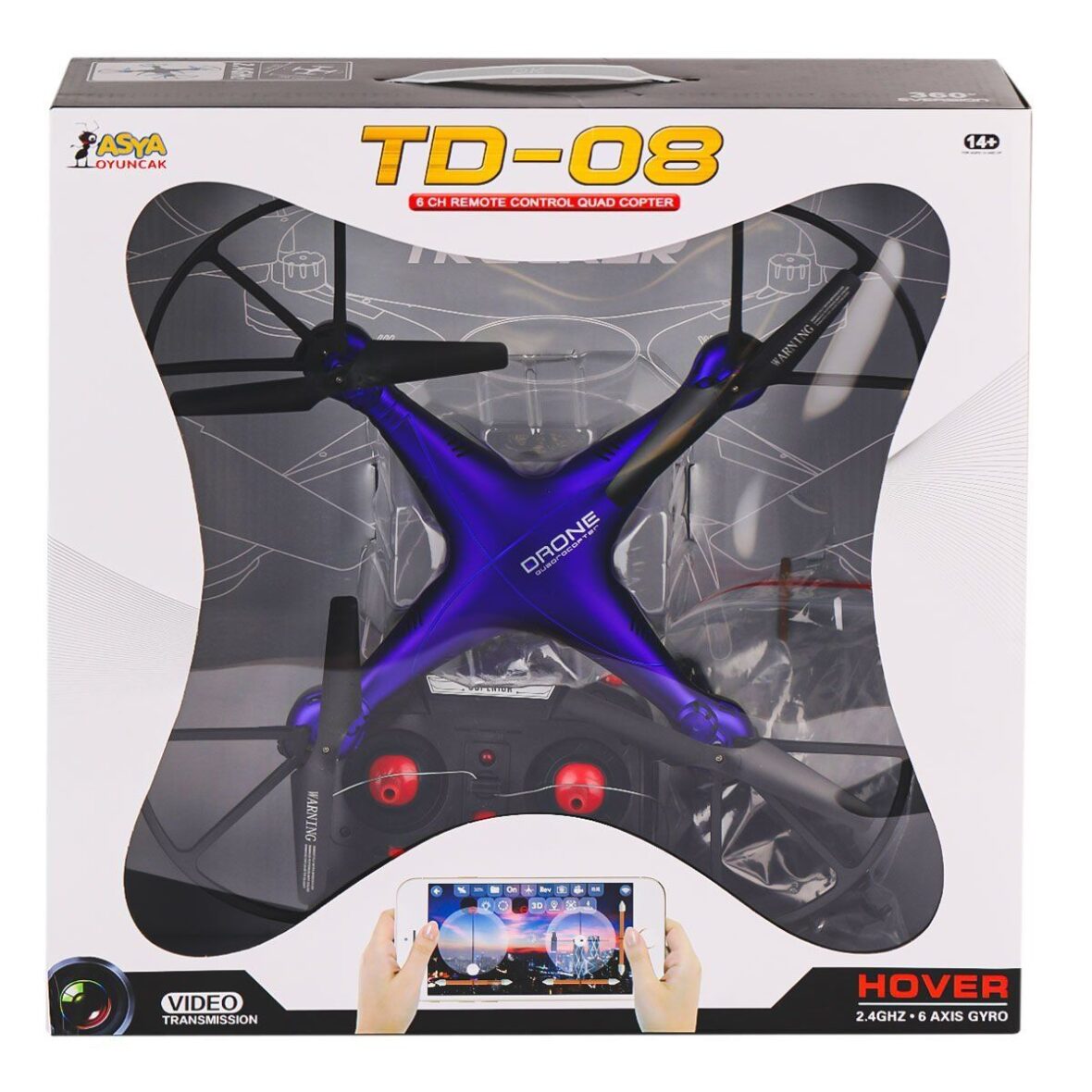 22571-TD-08WH Kumandalı 6 ch Quad Copter Drone -Asya Oyuncak