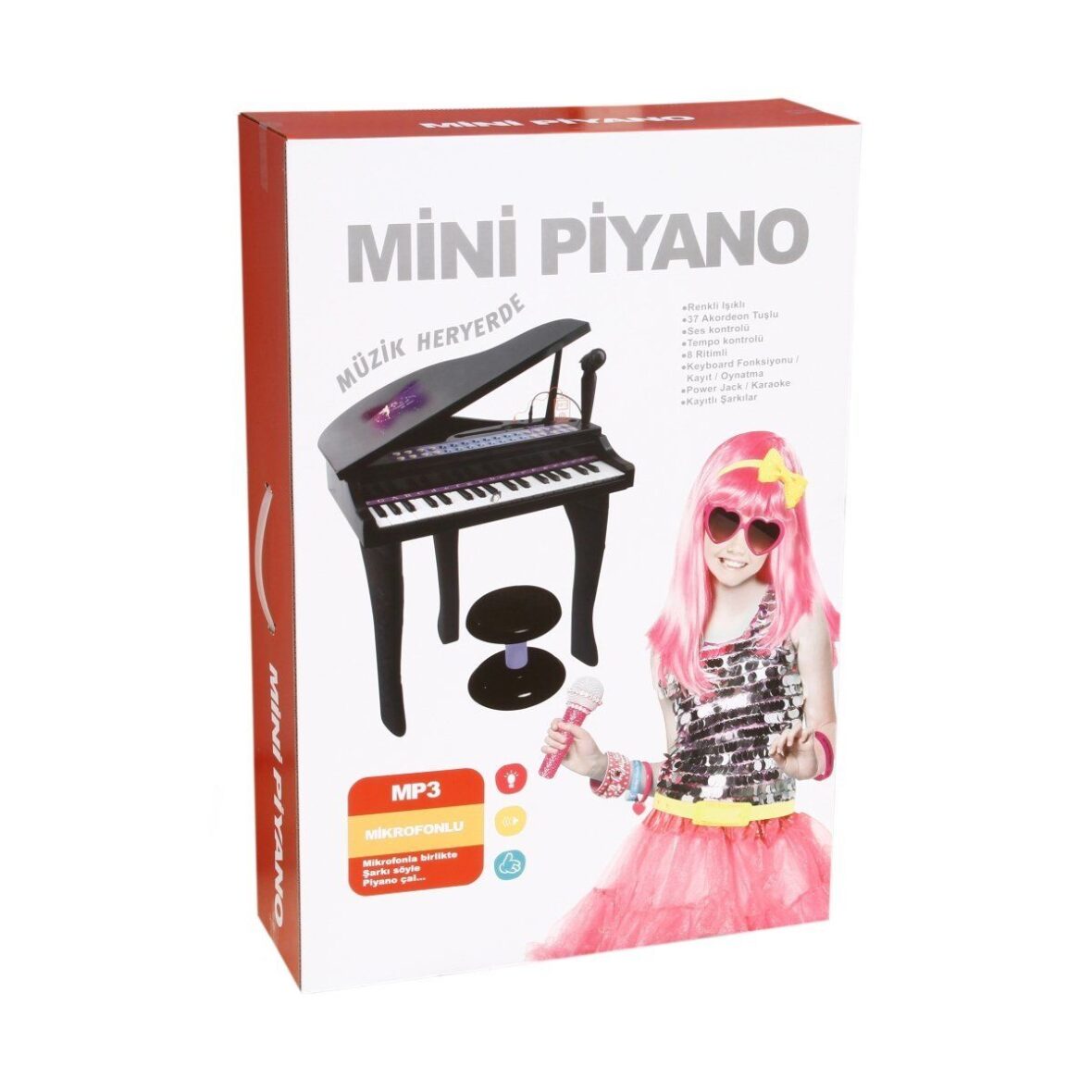 SM-88022 Vardem, Mini Piano 37 Tuşlu ve Mikrofonlu Siyah