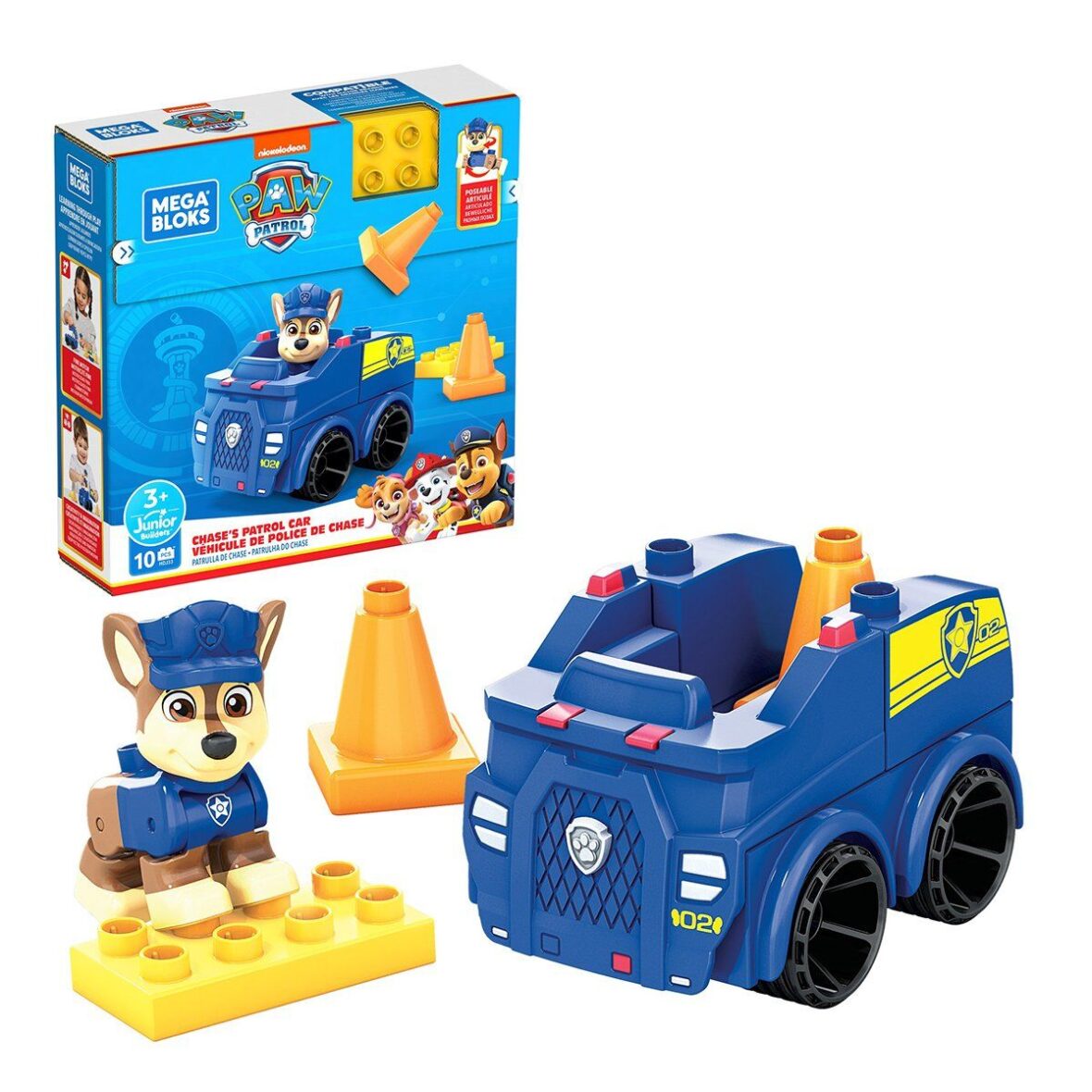 HDJ33 MEGA BLOKS® PAW Patrol Chase’in Arabası 10 parça +3 yaş