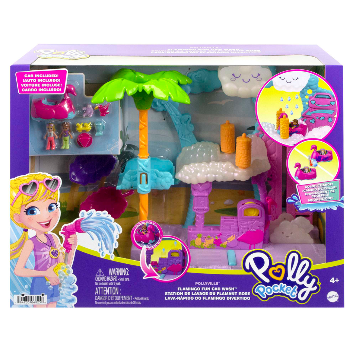 HHJ05 Polly Pocket Flamingo Araba Su Eğlencesi Seti