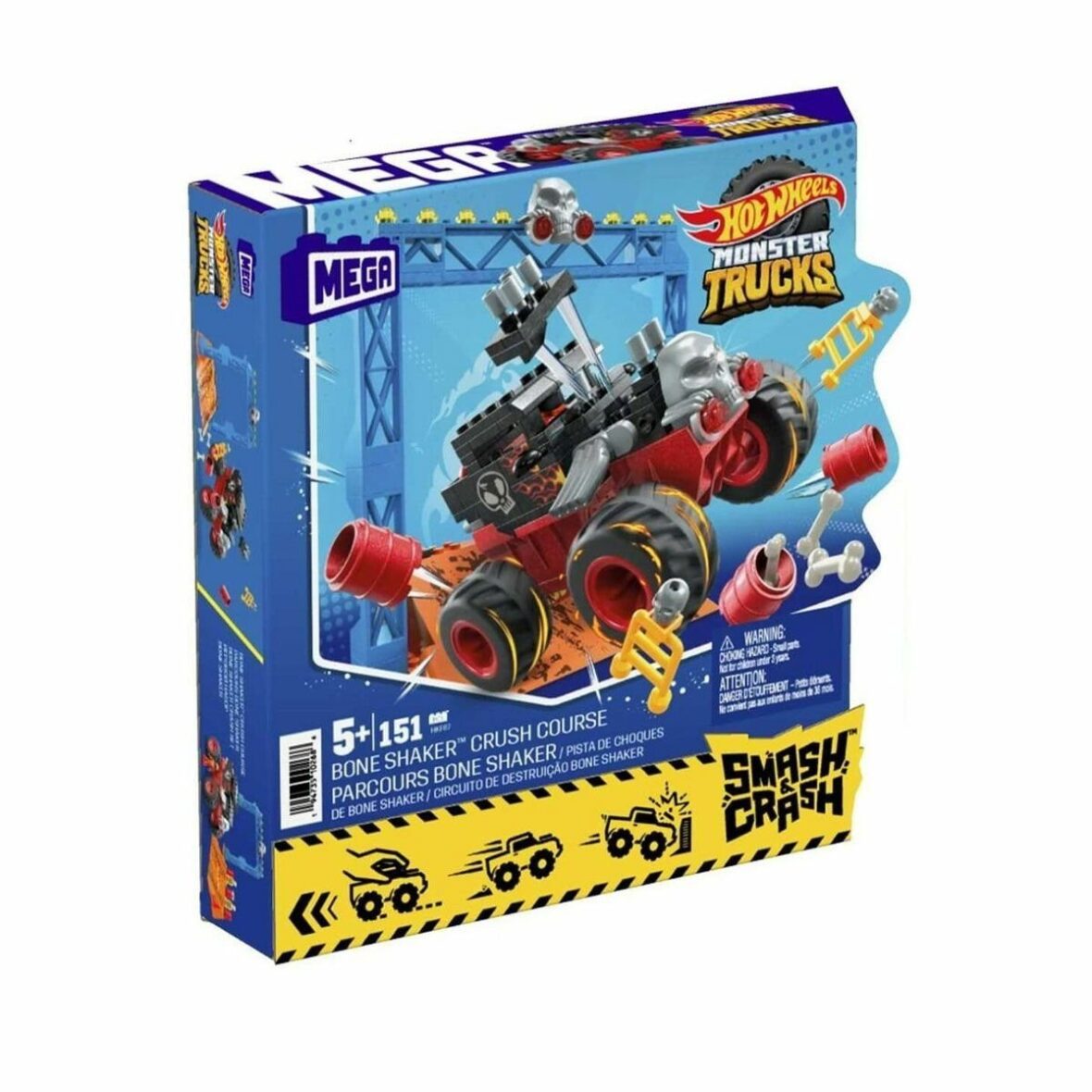 HKF87 MEGA™ Hot Wheels® Smash n Crash Bone Shaker™ Çarpışma Seti 151 parça +5 yaş