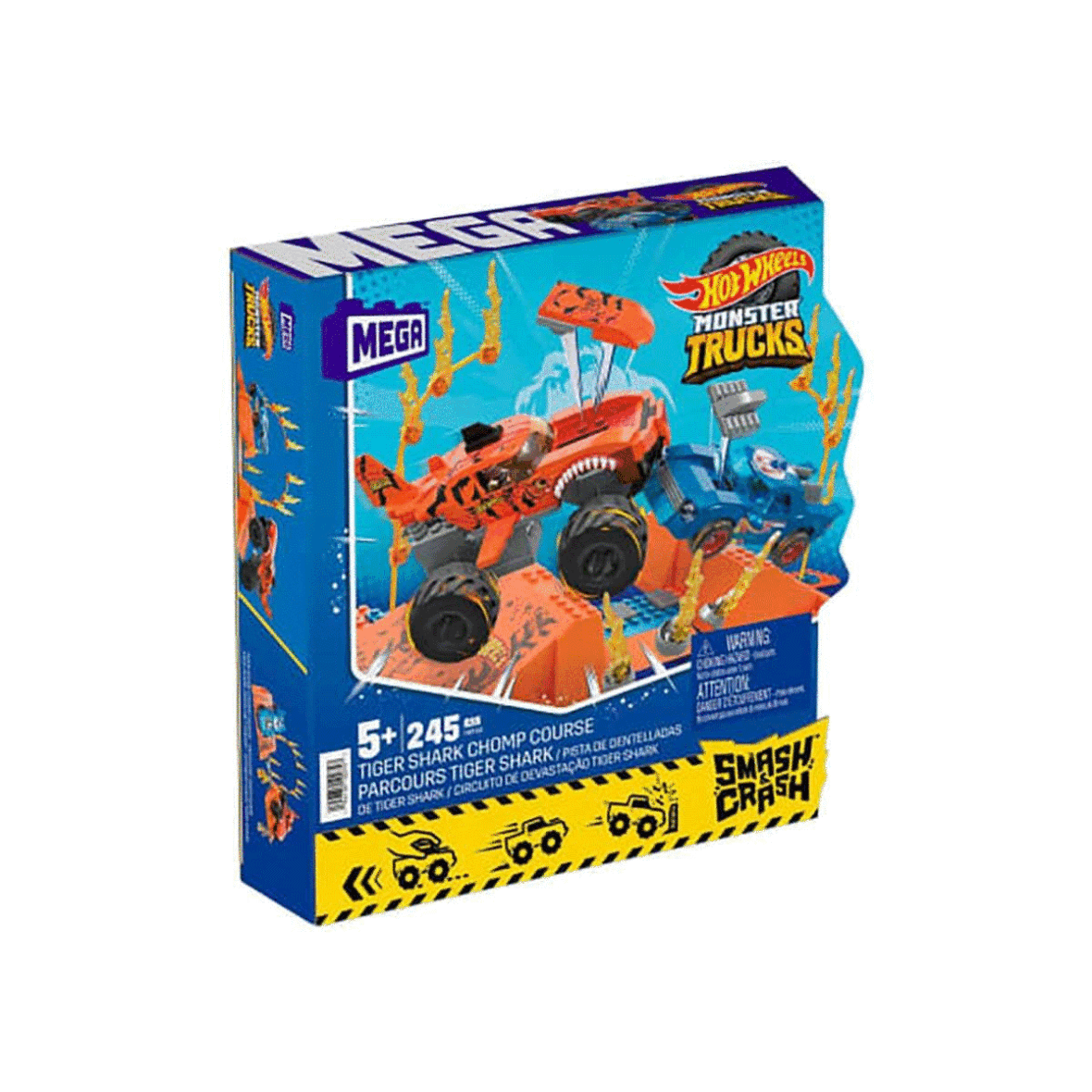 HKF88 MEGA™ Hot Wheels® Smash n Crash Tiger Shark Çarpışma Seti 245 parça +5 yaş