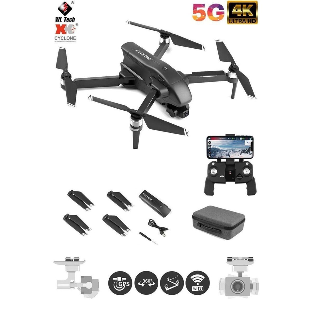 Q868 Wltoys Drone 3 Km Menzil 4K  Full HD -Gepettoys