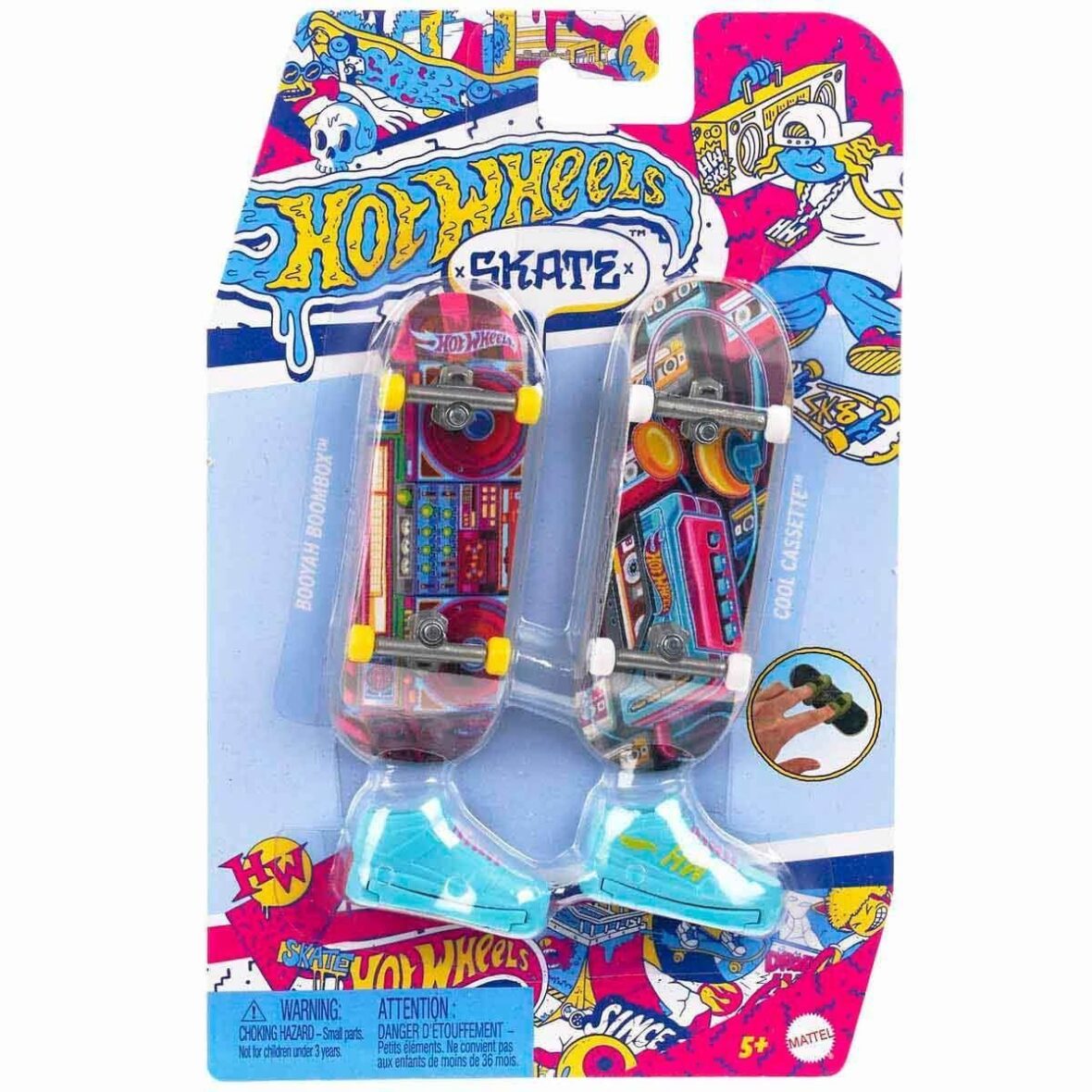 HXL17 Hot Wheels Skate Retro Temalı İkili Parmak Kaykay ve Ayakkabı Paketi