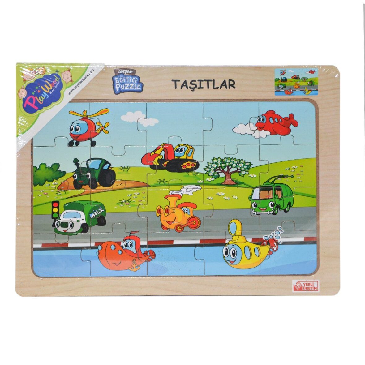 ONY-171-172-173-174 Ahşap Eğitici Puzzle Taşıtlar 24 Parça -Onyıl