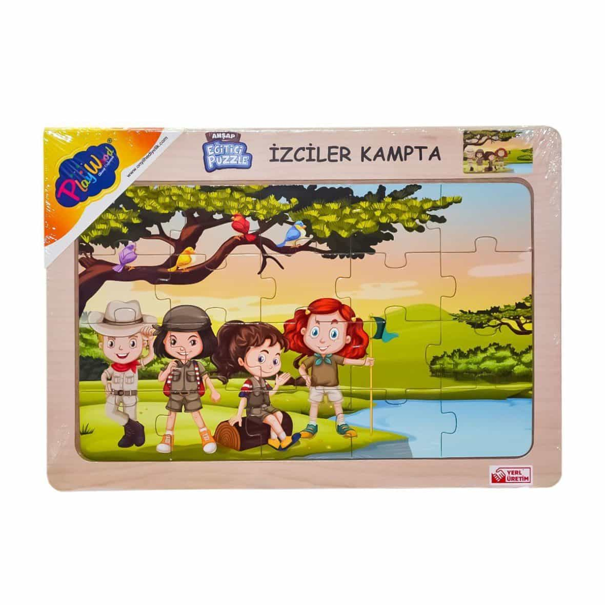 ONY-40-41-42-43 Ahşap Eğitici Puzzle İzciler Kampta -Onyıl