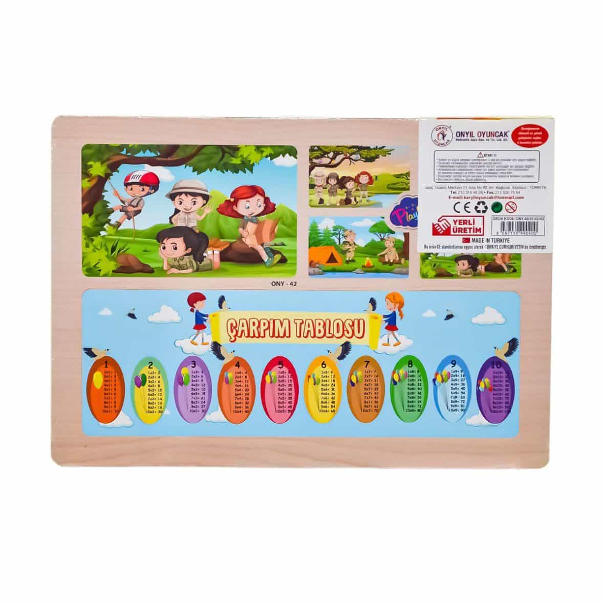 ONY-40-41-42-43 Ahşap Eğitici Puzzle İzciler Kampta -Onyıl