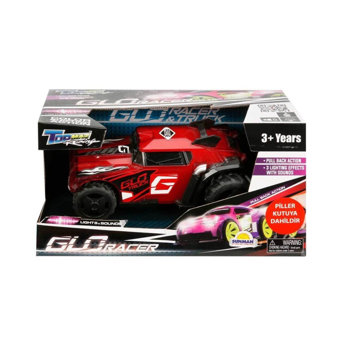 84515 Sesli ve Işıklı Glo Racer Çek Bırak Araba 18 cm