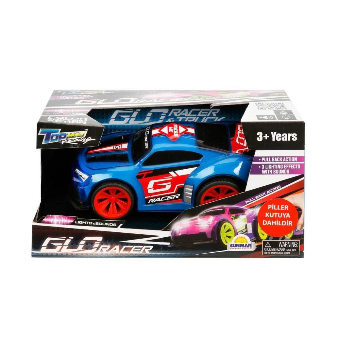 84515 Sesli ve Işıklı Glo Racer Çek Bırak Araba 18 cm